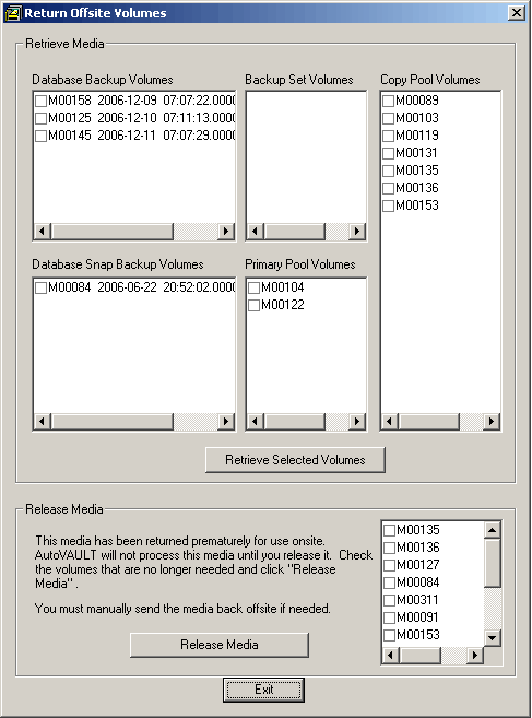 Easily select an offsite volume to recover from a media failure